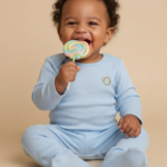 Pantalón con piecito – color celeste bebé - Imagen 2